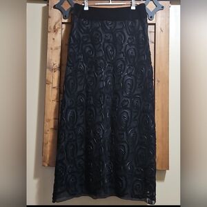 Bianca Nygard Black Textured Velvet Maxi Skirt Size 10